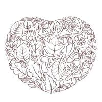 feuille d'automne et champignon doodle art vecteur
