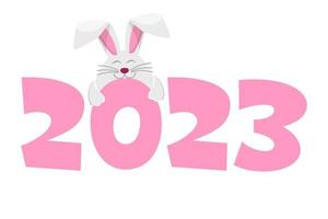 bonne année 2023, zodiaque du lapin. modèle de carte de voeux. vecteur