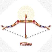 bel arc et flèche de rama en arrière-plan de vacances carte happy dussehra vecteur