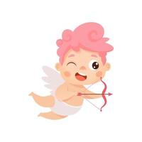 cupidon mignon tire un arc. personnage de dessin animé de vecteur pour la saint valentin