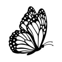 silhouette de papillon monarque, vue latérale. illustration vectorielle isolée sur fond blanc vecteur