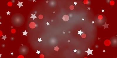 toile de fond de vecteur rouge clair avec des cercles, des étoiles.