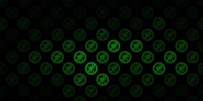 toile de fond de vecteur vert foncé avec des symboles de virus.