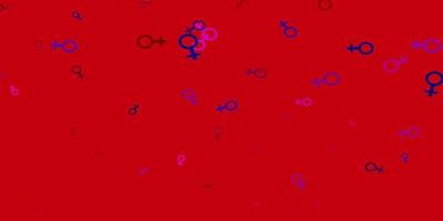 texture de vecteur bleu clair, rouge avec symboles des droits des femmes.