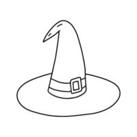 illustration isolée de chapeau de sorcière doodle vectoriel. chapeau de sorcière dessiné à la main pour clipart halloween. vecteur