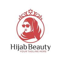 modèle de logo vectoriel femmes hijab beauté