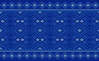 vecteur de motif tricoté bleu, arrière-plan continu de broderie, rétro au crochet tribal, rétro décoratif de mode