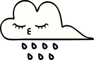 nuage de pluie de dessin animé mignon vecteur