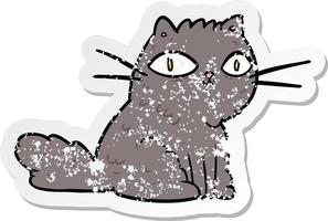 autocollant en détresse d'un chat de dessin animé vecteur