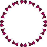 cadre rond avec des coeurs roses foncés sur fond blanc. image vectorielle. vecteur