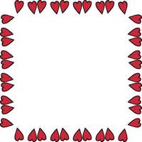 cadre carré avec des coeurs rouges romantiques sur fond blanc. image vectorielle. vecteur