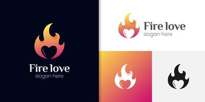 conception abstraite de logo d'amour de flamme ou de feu, avec le pouvoir de l'élément vectoriel de conception d'icône de symbole d'amour