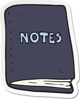 autocollant d'un carnet de notes de dessin animé vecteur