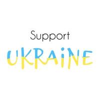 illustration vectorielle avec expression soutenir l'ukraine dans les couleurs bleus et jaunes. drapeau ukrainien avec texte. le jour de l'indépendance. vecteur