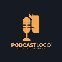 combinaison icône logo podcast, microphone et personnes vecteur