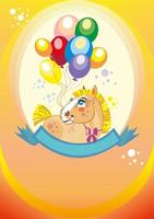 fond avec des ballons et poney vecteur