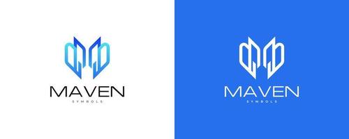 création de logo mw ou wm avec un concept abstrait et futuriste dans le style de la ligne bleue. adapté au logo des entreprises et de la technologie vecteur