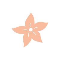 jolie fleur rose isolée sur fond blanc. illustration vectorielle dans un style plat dessiné à la main. parfait pour les cartes, le logo, les décorations, les designs de printemps et d'été. clipart botanique. vecteur