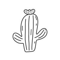 cactus de dessin animé mignon isolé sur fond blanc. illustration vectorielle dessinée à la main dans un style doodle. parfait pour les cartes, logo, décorations, divers designs. clipart botanique. vecteur
