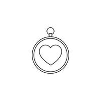 concept de romance et d'amour. signe de contour dessiné dans un style plat. icône de ligne de coeur à l'intérieur du collier vecteur