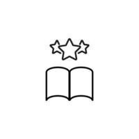 livres, fiction et concept de lecture. signe vectoriel dessiné dans un style plat moderne. pictogramme de haute qualité adapté à la publicité, aux sites Web, aux magasins Internet. icône de ligne d'étoiles sur le livre