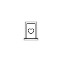 concept de romance, d'amour et de rencontres. signe de contour et trait modifiable dessiné dans un style plat moderne. adapté aux articles, sites web, etc. icône de ligne vectorielle du coeur sur la porte vecteur