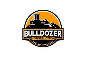 vecteur de modèle de logo de bulldozer. vecteur de logo d'équipement lourd pour entreprise de construction. illustration de pelle créative pour le modèle de logo.
