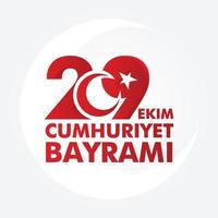 29 ekim cumhuriyet bayram kutlu olsun carte de modèle vectoriel. insigne typographique du jour de la république de turquie. vecteur