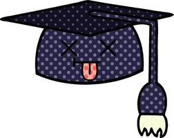 chapeau de graduation de dessin animé de style bande dessinée vecteur