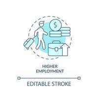icône de concept turquoise d'emploi supérieur. Recherche de travail. facteur d'attraction pour l'illustration de la ligne mince de l'idée abstraite de la migration. dessin de contour isolé. trait modifiable. arial, myriade de polices pro-gras utilisées vecteur