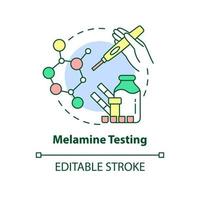 icône de concept de test de mélamine. illustration de fine ligne d'idée abstraite d'analyse nutritionnelle. détecter le poison à la mélamine dans le lait. dessin de contour isolé. trait modifiable. arial, myriade de polices pro-gras utilisées vecteur