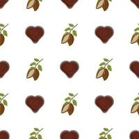 motif de bonbons coeur et fève de cacao. image vectorielle à utiliser dans l'emballage ou la conception textile vecteur