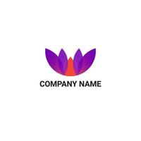 création de logo floral avec des dégradés de couleurs violet et orange. vecteur