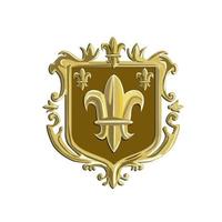 fleur de lys blason or crête rétro vecteur