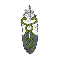dessin de plume d'aigle de serpent médical vecteur