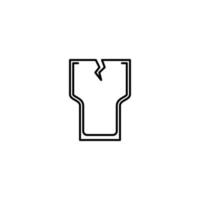 icône de verre fissuré sur fond blanc. style simple, ligne, silhouette et épuré. noir et blanc. adapté au symbole, au signe, à l'icône ou au logo vecteur