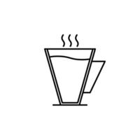 icône de tasse de café avec de l'eau chaude sur fond blanc. style simple, ligne, silhouette et épuré. noir et blanc. adapté au symbole, au signe, à l'icône ou au logo vecteur