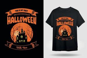 premier halloween en tant que conception de t-shirt de couple vecteur