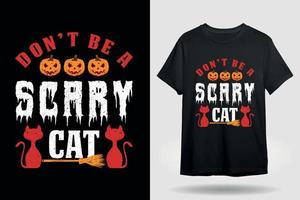 conception de t-shirt halloween chat effrayant vecteur