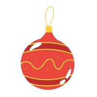 jouet d'arbre de Noël. ballon doré isolé sur fond blanc. ensemble d'éléments isolés de décoration de boules de noël dessinés à la main. griffonnages et croquis illustration vectorielle vecteur
