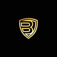 création de logo de bouclier d'or pour la lettre b. logo en métal doré. création de logo pour les voitures, les entreprises de sécurité et autres. modèle de concept de conception de logo de ligne moderne. modèle de concept de conception de logo de bouclier de lettre vecteur