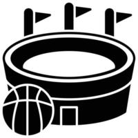 arène, icône de style solide de thème de basket-ball vecteur
