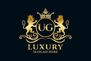 modèle de logo de luxe royal lion lettre initiale ug dans l'art vectoriel pour les projets de marque de luxe et autres illustrations vectorielles.
