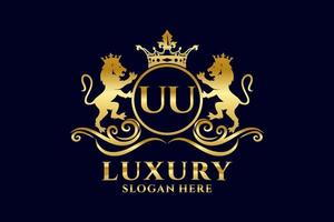 modèle de logo de luxe royal lion lettre initiale uu dans l'art vectoriel pour les projets de marque de luxe et autres illustrations vectorielles.