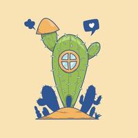 illustration de dessin animé de maison de cactus pour livre pour enfants. maison de cactus dessin animé mignon illustration graphique vecteur