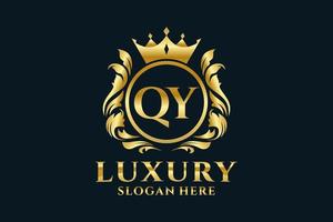 modèle initial de logo de luxe royal de lettre qy dans l'art vectoriel pour des projets de marque luxueux et d'autres illustrations vectorielles.