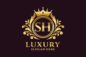modèle de logo de luxe royal de lettre sh initiale dans l'art vectoriel pour des projets de marque luxueux et d'autres illustrations vectorielles.