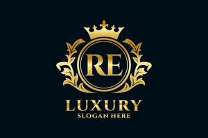 modèle de logo de luxe royal de lettre re initiale dans l'art vectoriel pour des projets de marque luxueux et d'autres illustrations vectorielles.