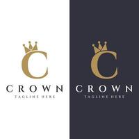 conception de modèle de logo abstrait de couronne royale de luxe. couronne avec monogramme, avec des lignes élégantes et minimalistes isolées sur le fond. vecteur