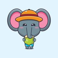 éléphant mignon boire illustration de dessin animé de noix de coco fraîche vecteur